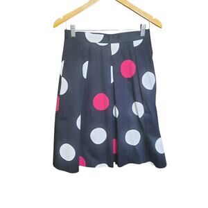 Talbots Womens Polka-dot Pattern  Retro Flare Back Zip Lined Skirt Size 4P